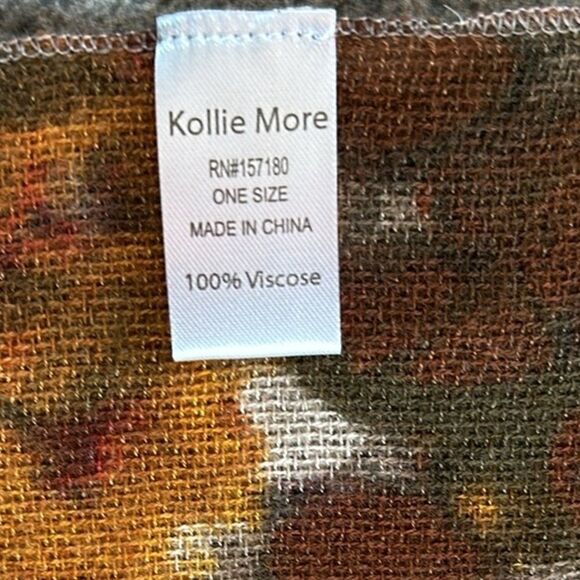 NWOT Scarf Shawl Wrap Blanket Abstract Polka Dots Warm Autumn Neutral 74" x 29" - Picture 8 of 15